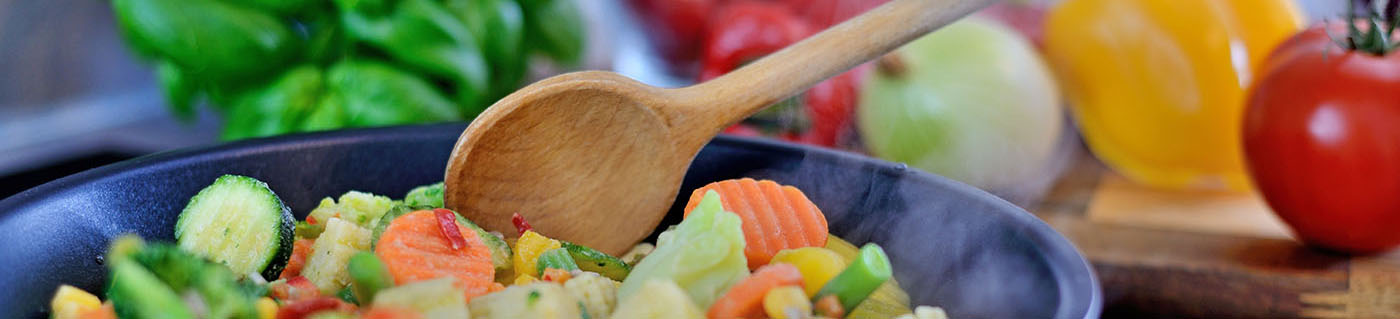Vegetables in a pan.